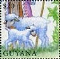 Stamp, Joseph's Legs and Sheep, Guyana,  , Biblical Accounts, Religion