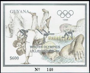 Souvenir Sheet, Judo and Swimming, Guyana,  , Judo, Olympic Games, Sports, Swimming