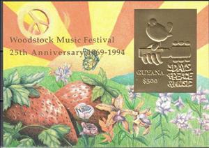 Souvenir Sheet, Poster from 1969, Guyana,  , Birds, Festivals, Music, Musical Instruments, Promotional Posters
