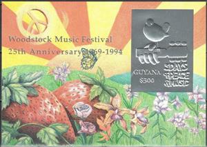 Souvenir Sheet, Poster from 1969, Guyana,  , Birds, Festivals, Music, Musical Instruments, Promotional Posters