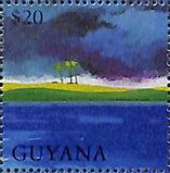 Stamp, Three Palm Trees, Guyana,  , Biblical Accounts, Religion