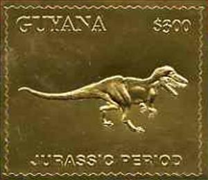 Stamp, Tyrannosaurus to the Right, Guyana,  , Animals (Fauna), Dinosaurs, Philatelic Exhibitions, Prehistoric Animals, Prehistory, Reptiles
