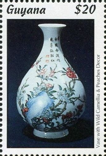 Vase with Camellias and Peaches Design