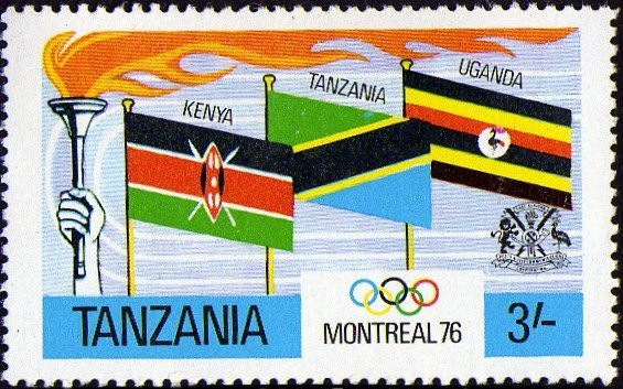 Olympic Torch, Flags of Kenya, Tanzania and Uganda
