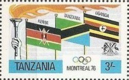 Olympic Torch, Flags of Kenya, Tanzania and Uganda