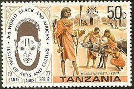 Stamp, Masai Manyatta, Kenia, Tanzania,  , Folklore, Feasts