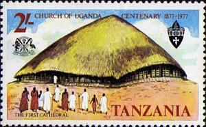 Stamp, Early Grass-topped Cathedral, Tanzania,  , Religion, Buildings, Churches - Cathedrals - Basilicas - Chapels