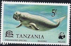 Stamp, Dugong (Dugong dugon), Tanzania,  , Mammals, Sea (Marine) Mammals, Sea Life, Animals (Fauna)