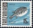 Stamp, White-spotted Puffer (Arothron hispidus) , Tanzania,  , Animals (Fauna), Fishes