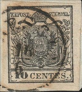 Stamp, Coat of Arms of Austria, Lombardy-Venetia,  , Coats of Arms, Crowns and Coronets, Heraldic Animals