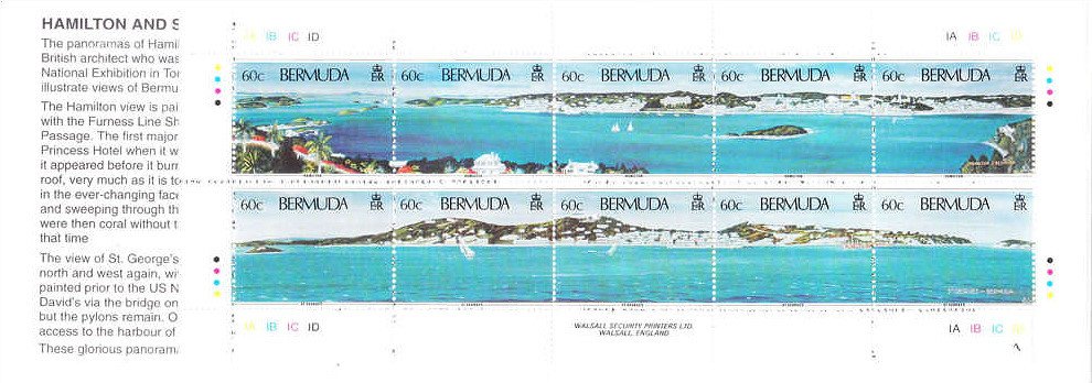Booklet pane of 2 strips of 5, Hamilton and St. George's Pan