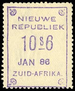 Stamp, Nieuwe Republiek, nominal value and date, New Republic,  , Letters (Alphabet), Numbers