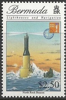 Stamp, North Rock Beacon, Hong Kong '97 emblem, Bermuda,  , Lighthouses