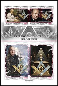 Mini Sheet, European Freemasonry, Niger,  , Famous People, Organizations