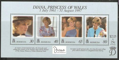 Souvenir Sheet, Sheet of 4, Bermuda,  , Royalty