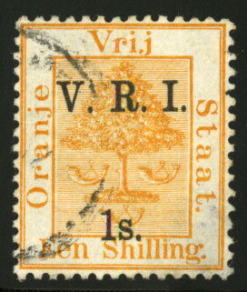 Orange tree, overprinted V.R.I.