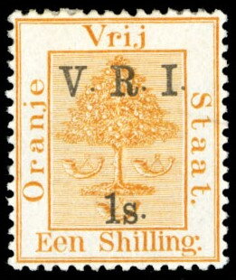 Orange tree, overprinted V.R.I.
