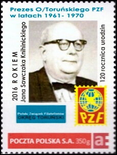 Stamp, 2016 The year of Jan Sawczak Knihinicki President of the Tor, Poland,  , Clubs of Stamp Collectors, Famous People, Stamp Collectors
