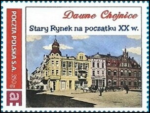 Former Chojnice Old Market Square at the beginning of the 20