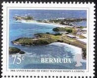 Stamp, Aerial view of ground station, Bermuda,  