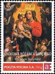 Stamp, Queen of the Holy Rosary Wielopole Skrzyńskie, Poland,  , Christian, Religion