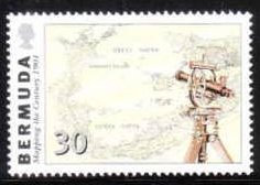 Stamp, Somerset Is., theodolite, Bermuda,  , Maps