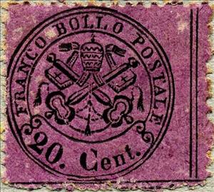 Stamp, Papal Arms, Roman States,  , Coats of Arms