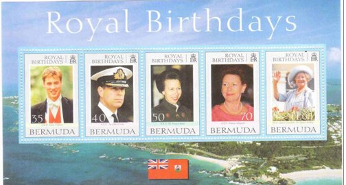 Souvenir Sheet, Souvenir Sheet, Royal Family Birthdays, Bermuda,  , Royalty