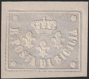 Stamp, Three Bourbon lilies, crown, "R. POSTA DI SICILIA", Sicily,  , Coats of Arms, Crowns and Coronets, Lilies (Flower)