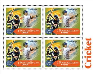 Mini Sheet, Cricket Players David Wright, Somalia,  , Cricket, Famous People, Sports