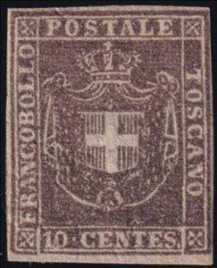 Stamp, Provisional Government - Coat of Armas, Tuscany,  , Coats of Arms, Crowns and Coronets