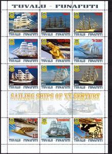 Mini Sheet, Mir,Sedov,Europa,Georg Stade,Nippon Mary, etc, Tuvalu, Funafuti,  , Sailing Ships, Ships