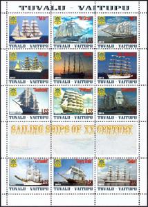 Mini Sheet, Mir,De Elcano,Mir I,Gloriya,Sedov,etc, Tuvalu, Vaitupu,  , Sailing Ships, Ships
