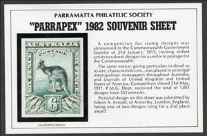 Souvenir Sheet, Parrapex 1982, Australia,  , Kangaroos, Philatelic Exhibitions