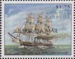 Stamp, "Savannah" (Paddle-steamer) - Overprinted, Barbuda,  , Sailing Ships, Ships, Steamers