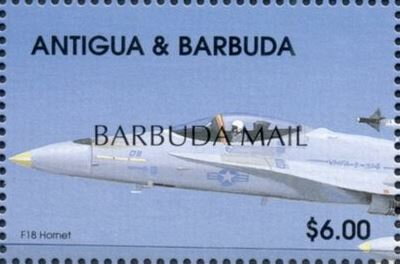 Stamp, Cockpit of McDonnell Douglas F/A18 Hornet - Overprinted, Barbuda,  , Aircraft, Aviation