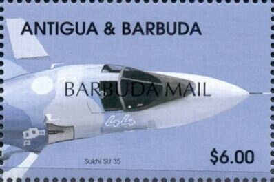 Stamp, Cockpit of Sukhoi Su-35 Flanker-E - Overprinted, Barbuda,  , Aircraft, Aviation