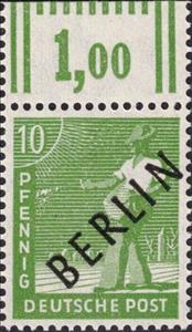 Stamp with Collectible Margin, Sower, Berlin,  , Agriculture, Professions