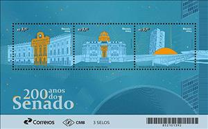 Souvenir Sheet, Senate of Brazil, Bicentenary, Brazil,  , Government Buildings