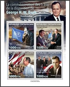 Mini Sheet, 5th Anniversary of the Death of George H. W. Bush, Central African Republic,  , Anniversaries and Jubilees, Politicians