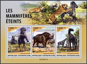 Mini Sheet, Extinct Mammals, Central African Republic,  , Prehistoric Animals, Prehistory