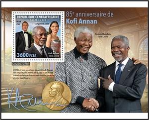 Souvenir Sheet, Kofi Annan (1938–2018), Central African Republic,  , Anniversaries and Jubilees, Politicians