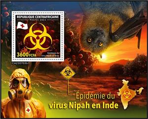 Souvenir Sheet, Nipah Virus Outbreak in India, Central African Republic,  , Bats, Diseases