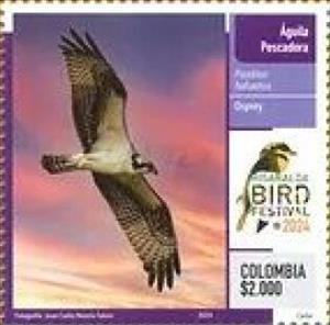 Stamp, Osprey (Pandion haliaetus), Colombia,  , Animals (Fauna), Birds, Birds of Prey, Eagles