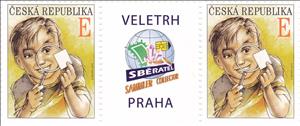 Gutter Pairs, Boy with magnifying glass, Czech Republic,  , Children, Clubs of Stamp Collectors, Optical Instruments, Philately, Stamp Collectors, Stamps
