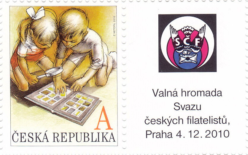 Children with postage stamps