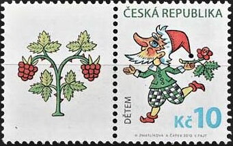 Stamp with Attached Label, Helena Zmatlíková (Pixy Pitrýsek), Czech Republic,  , Cartoons