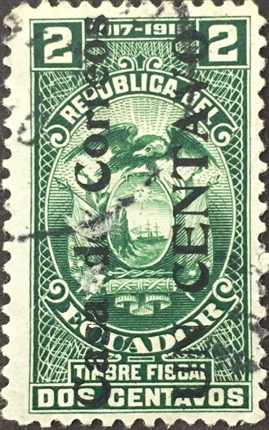 Revenue stamp, overprinted