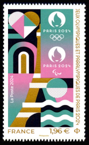Stamp, 2024 Olympic and Paralympic Games, Paris, France,  , Olympic Games, Paralympics, Sports