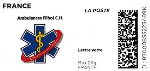 Stamp, Ambulances Filhol C.H., France,  , Healthcare, Logos, Vehicles